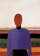 The Bust of girl  wear purple dress Kasimir Malevich